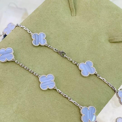 [Perla Lux]CLOVER 10 MOTIFS PURPLE CHALCEDONY NECKLACE