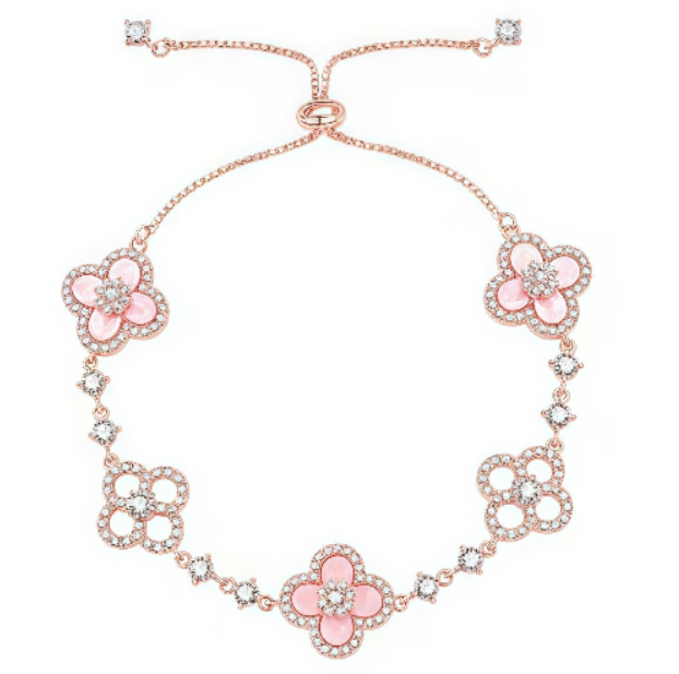 [Perla Lux]CLOVER 5 MOTIF PINK BLUE RED WHITE BRACELET