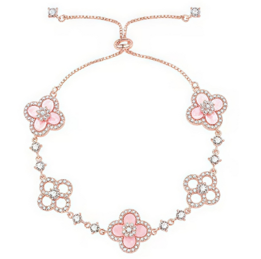 [Perla Lux]CLOVER 5 MOTIF PINK BLUE RED WHITE BRACELET