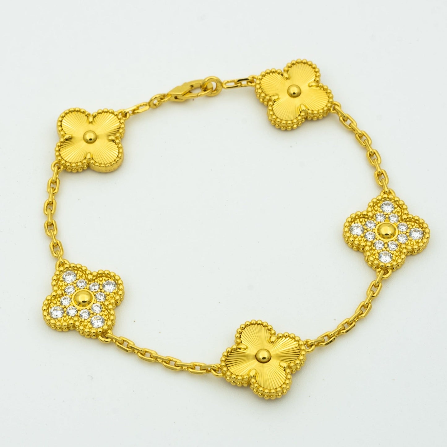 [Perla Lux]CLOVER BRACELET 5 MOTIFS GOLD DIAMOND