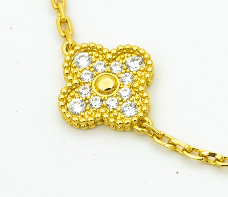 [Perla Lux]CLOVER BRACELET 5 MOTIFS GOLD DIAMOND