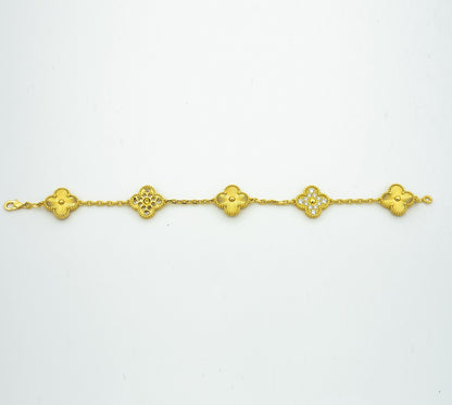 [Perla Lux]CLOVER BRACELET 5 MOTIFS GOLD DIAMOND
