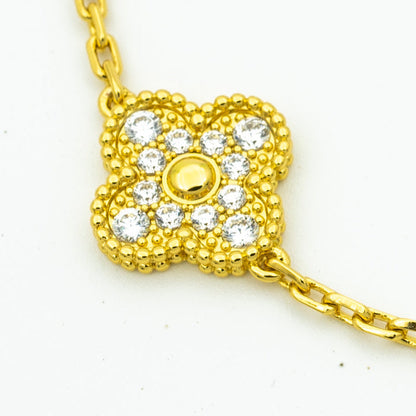 [Perla Lux]CLOVER BRACELET 5 MOTIFS GOLD DIAMOND