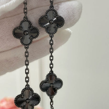 [Perla Lux]CLOVER 5 MOTIF BLACK BRACELET