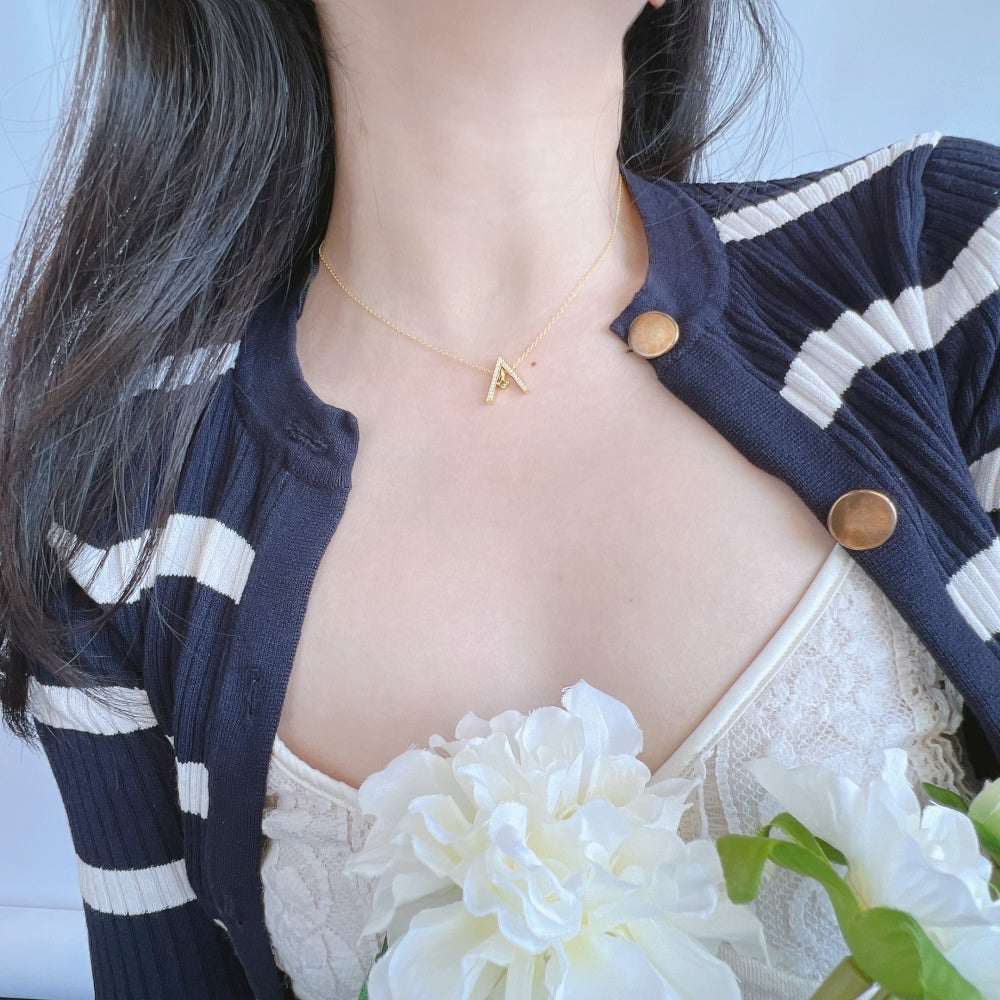 [Perla Lux]Sparkling "A" Shape Necklace