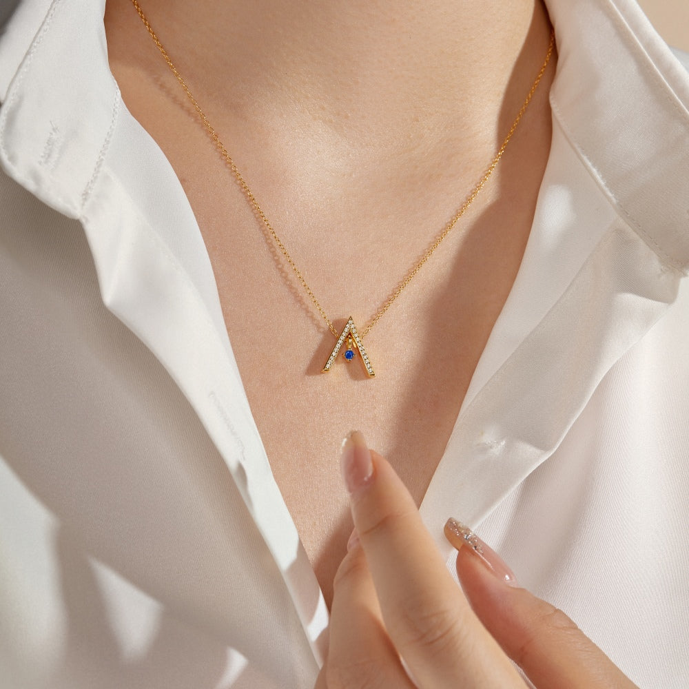 [Perla Lux]Sparkling "A" Shape Necklace