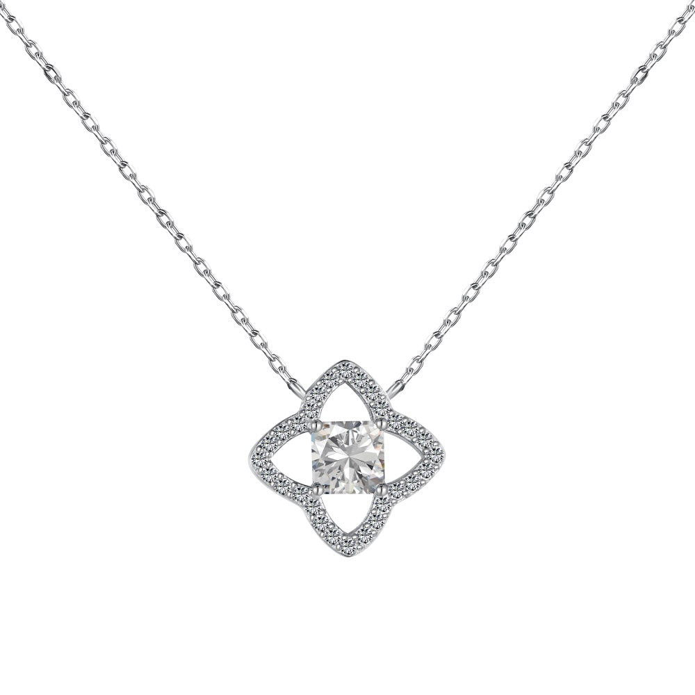[Perla Lux]Exquisite Flower Shape Princess Cut Necklace