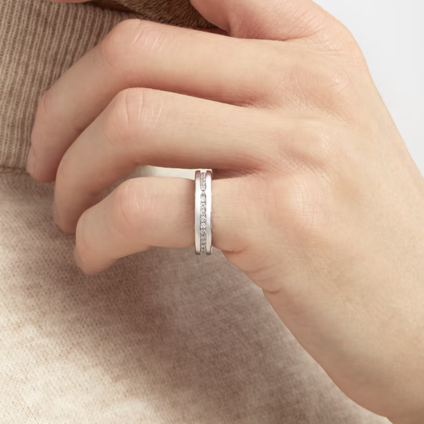 [Perla Lux]ZERO 1 ONE-BAND PAVED DIAMONDS ON THE SPIRAL RING
