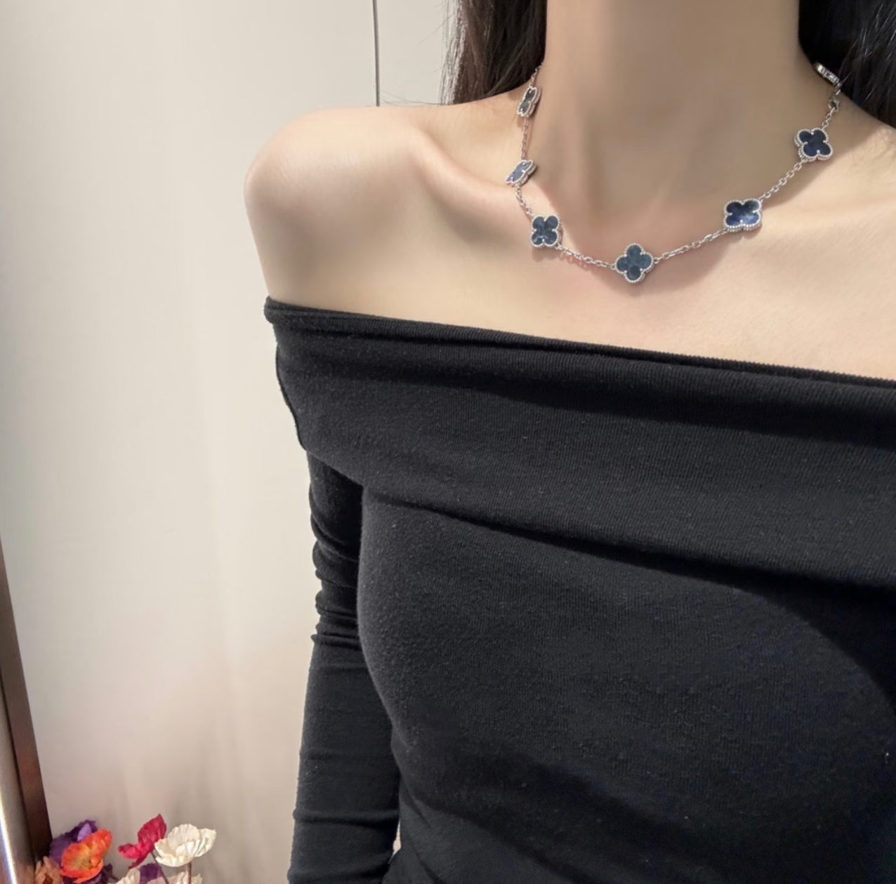 [Perla Lux]CLOVER 10 MOTIFS BIDE STONE NECKLACE