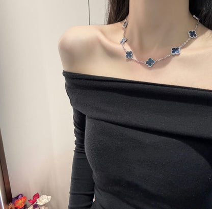 [Perla Lux]CLOVER 10 MOTIFS BIDE STONE NECKLACE