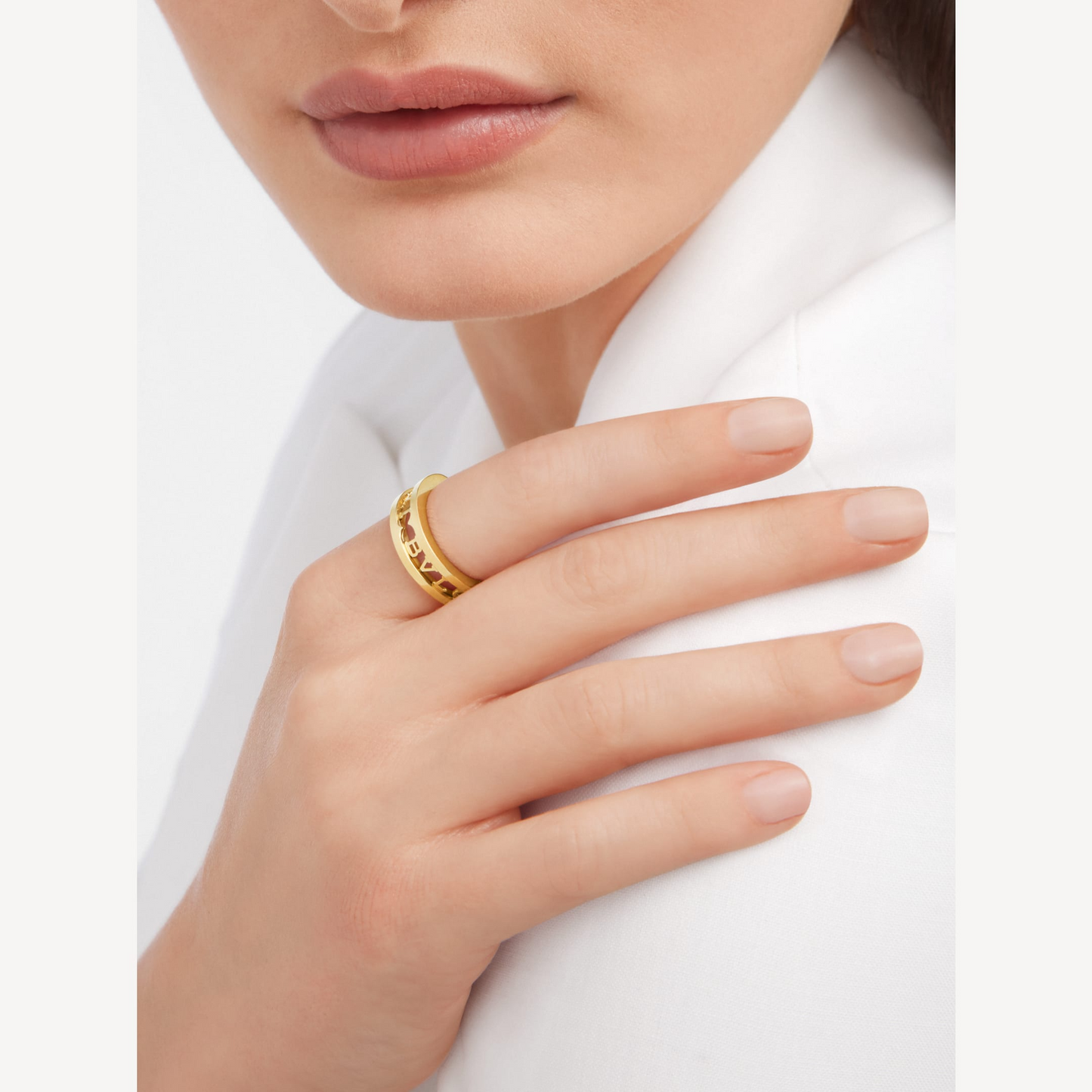 [Perla Lux]ZERO 1 ONE-BAND WITH OPENWORK LOGO SPIRAL RING