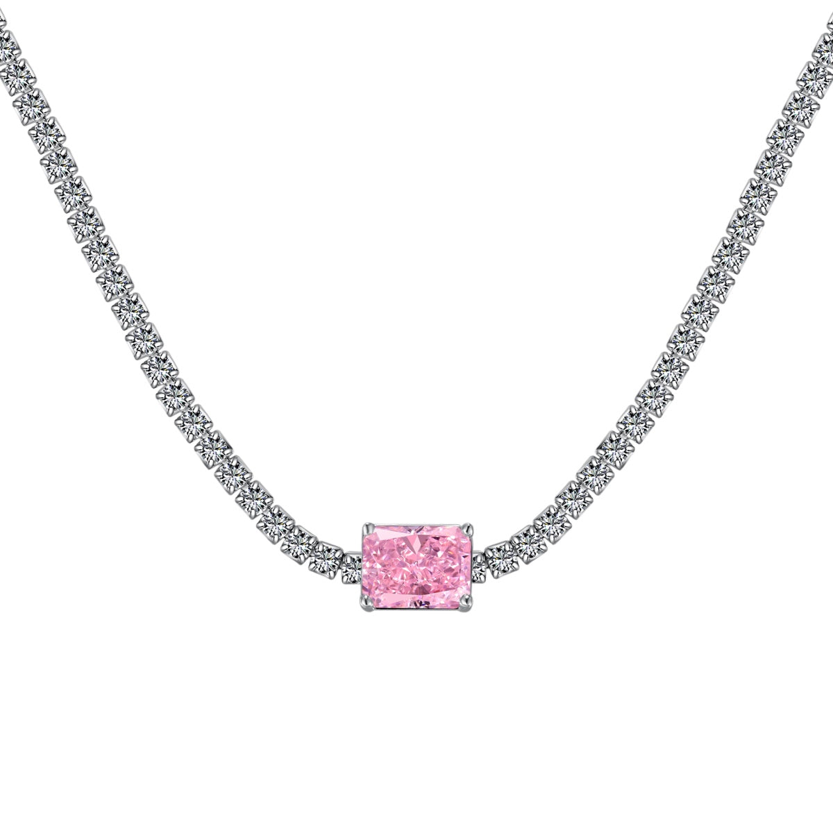 [Perla Lux]2.0 carat Ornate Emerald Cut Necklace