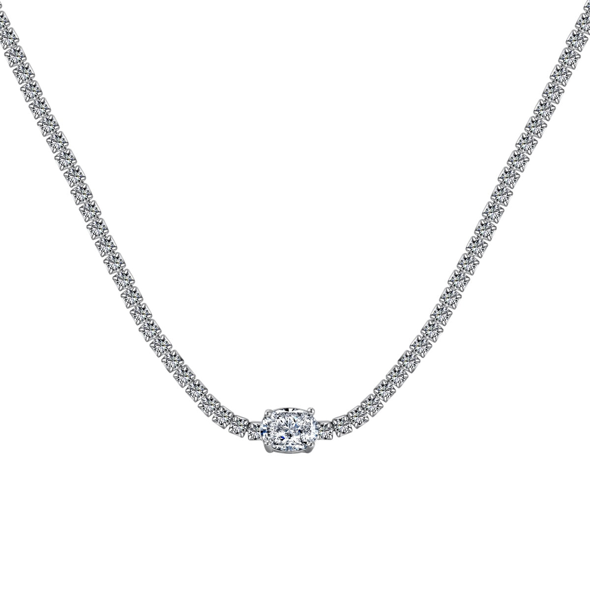 [Perla Lux]1.0 Carat Shining Oval Cut Necklace