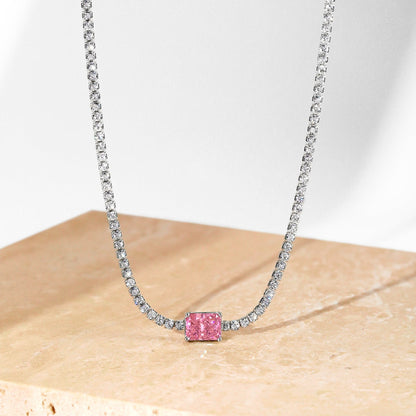 [Perla Lux]2.0 carat Ornate Emerald Cut Necklace