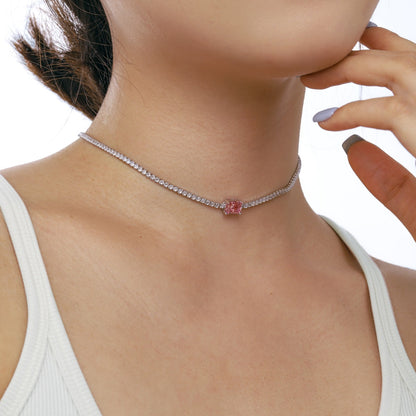 [Perla Lux]2.0 carat Ornate Emerald Cut Necklace