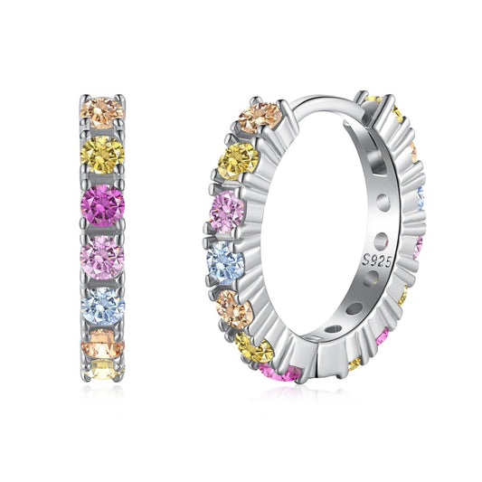 [Perla Lux]Radiant Colorful Round Cut Earrings