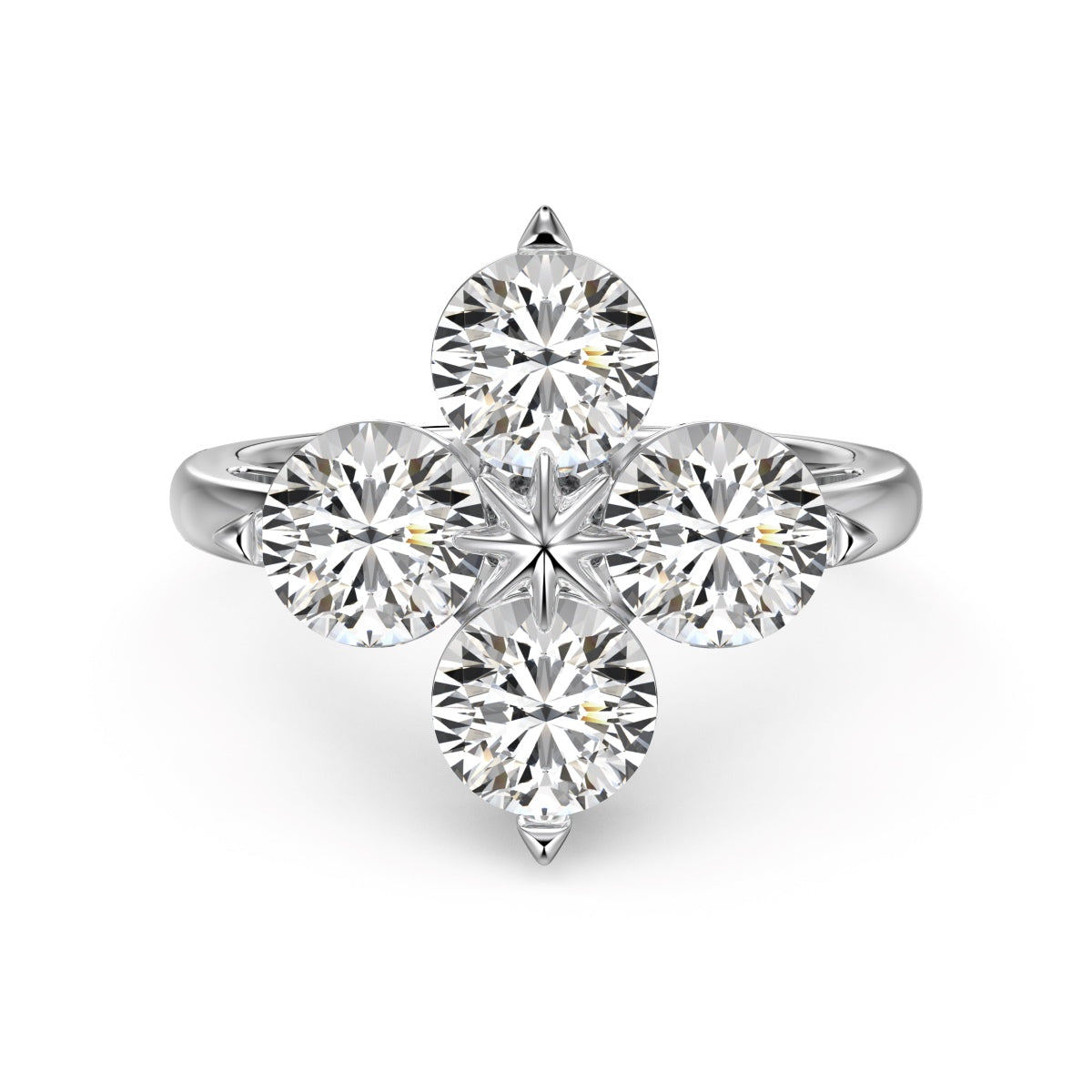 [Perla Lux]Four-Leaf Clover Eight-Pointed Star Ring
