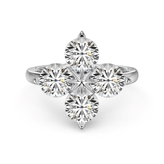 [Perla Lux]Four-Leaf Clover Eight-Pointed Star Ring