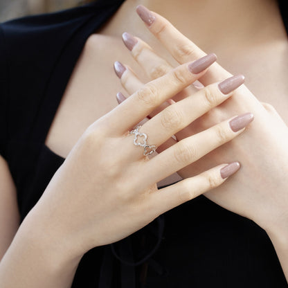 [Perla Lux]Hollow Design Four-Leaf Clover Flower Shape Ring