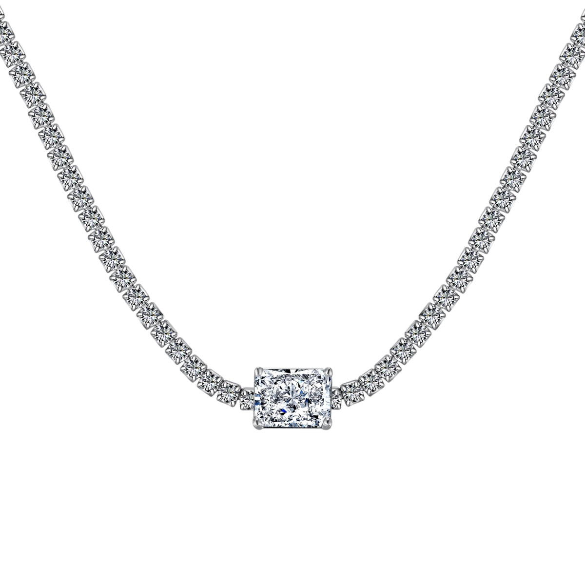 [Perla Lux]2.0 carat Ornate Emerald Cut Necklace