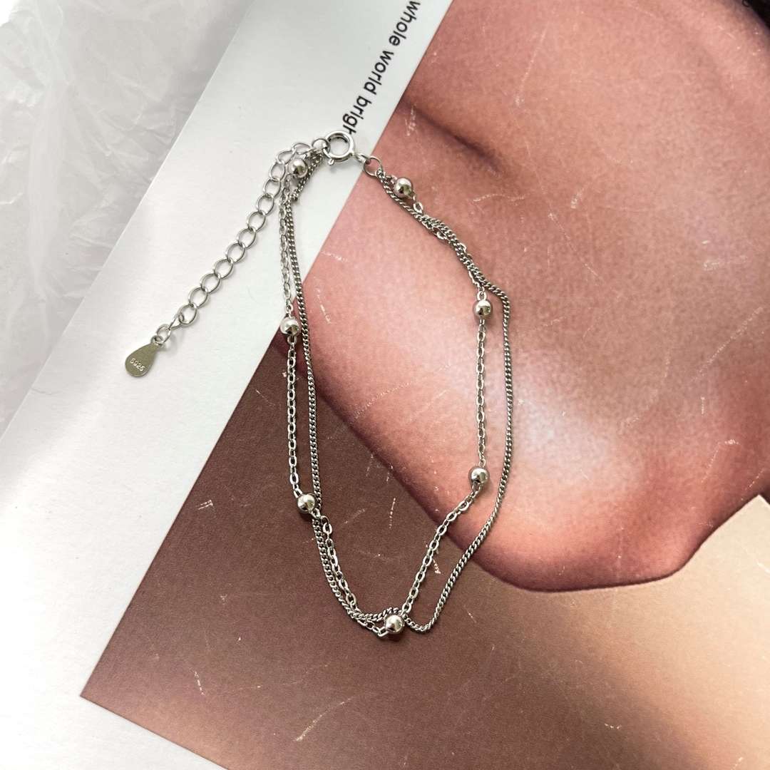 [Perla Lux]Delicate Bead Double Layer Bracelet