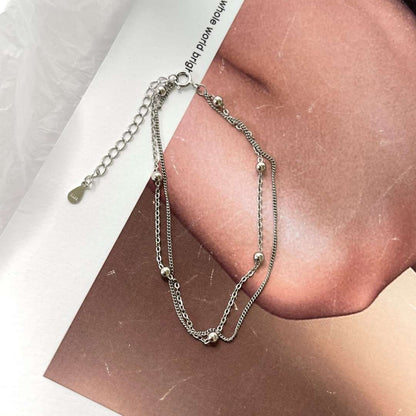 [Perla Lux]Delicate Bead Double Layer Bracelet