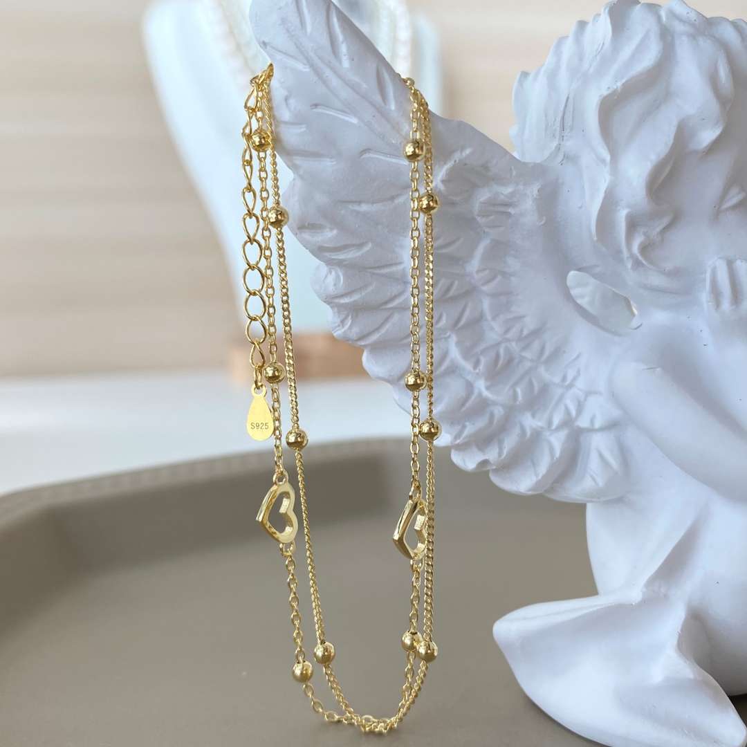 [Perla Lux]Dainty Double Layer Love Heart Bracelet