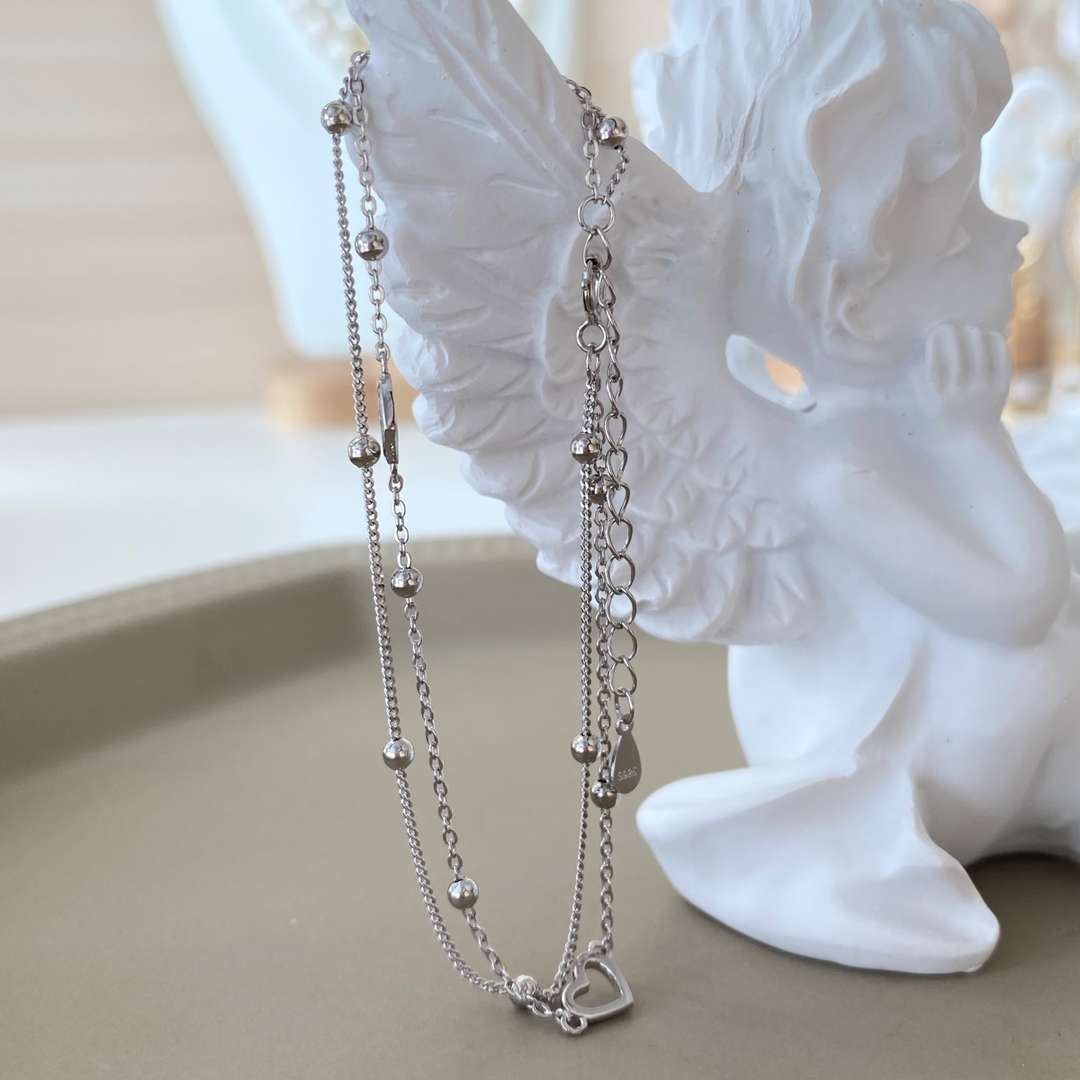 [Perla Lux]Dainty Double Layer Love Heart Bracelet