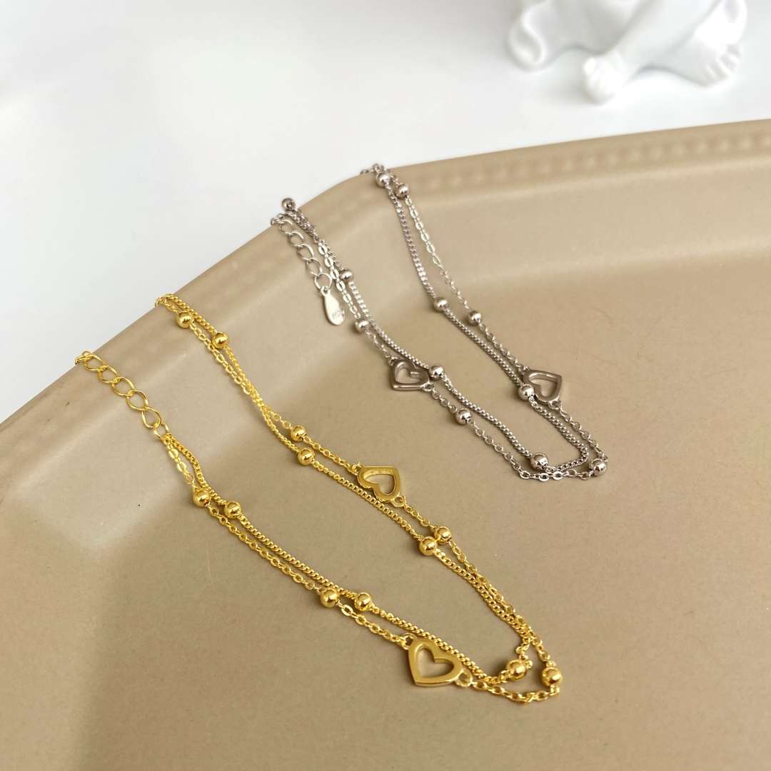 [Perla Lux]Dainty Double Layer Love Heart Bracelet