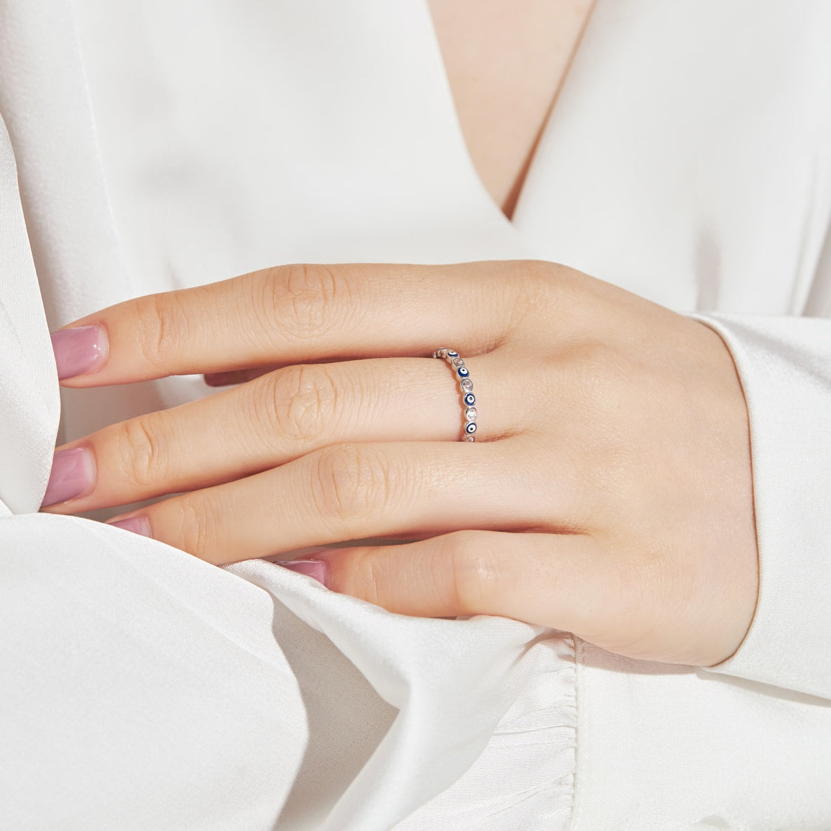 [Perla Lux]Sparkling Vibrant Round Shape Daily Ring