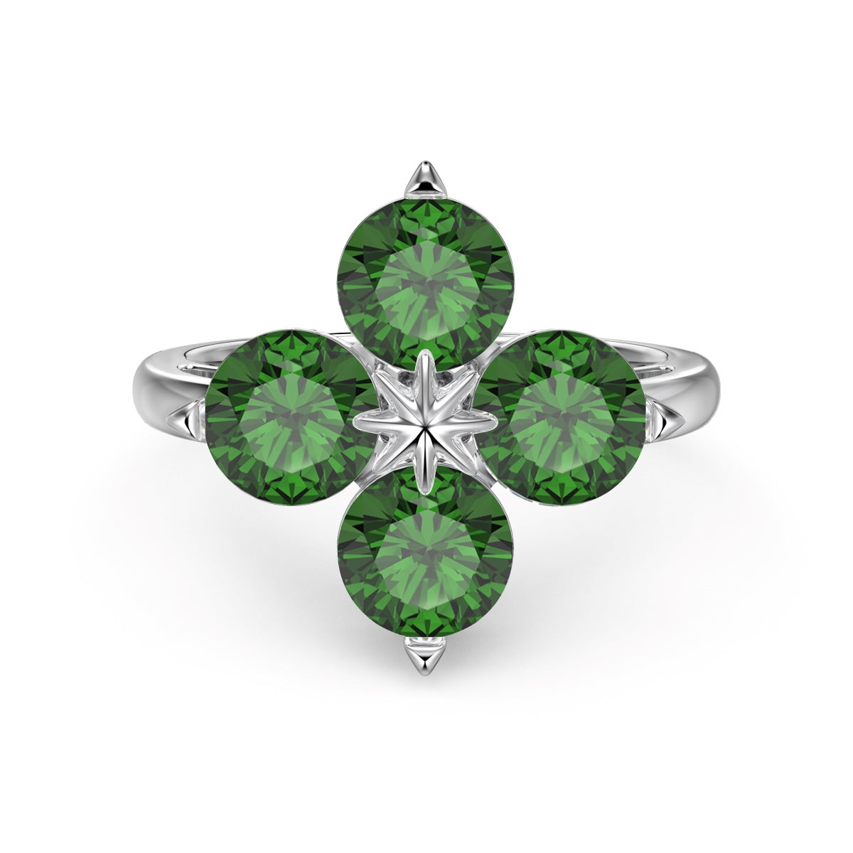 [Perla Lux]Four-Leaf Clover Eight-Pointed Star Ring