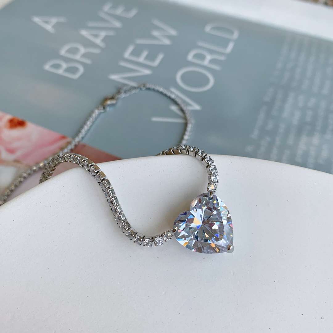 [Perla Lux]8.0 Carat Versatile Colorful Sweet Heart-Shaped Tennis Necklace
