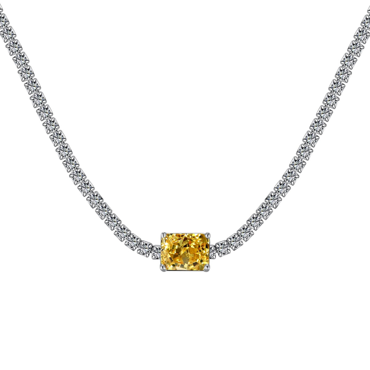 [Perla Lux]2.0 carat Ornate Emerald Cut Necklace