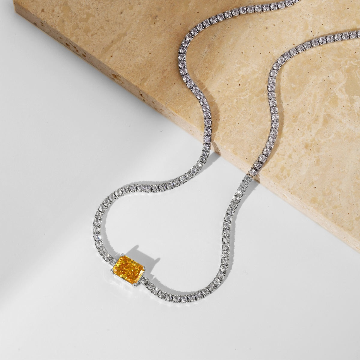 [Perla Lux]2.0 carat Ornate Emerald Cut Necklace