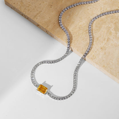 [Perla Lux]2.0 carat Ornate Emerald Cut Necklace