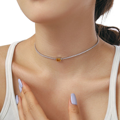 [Perla Lux]2.0 carat Ornate Emerald Cut Necklace