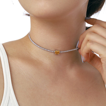 [Perla Lux]2.0 carat Ornate Emerald Cut Necklace