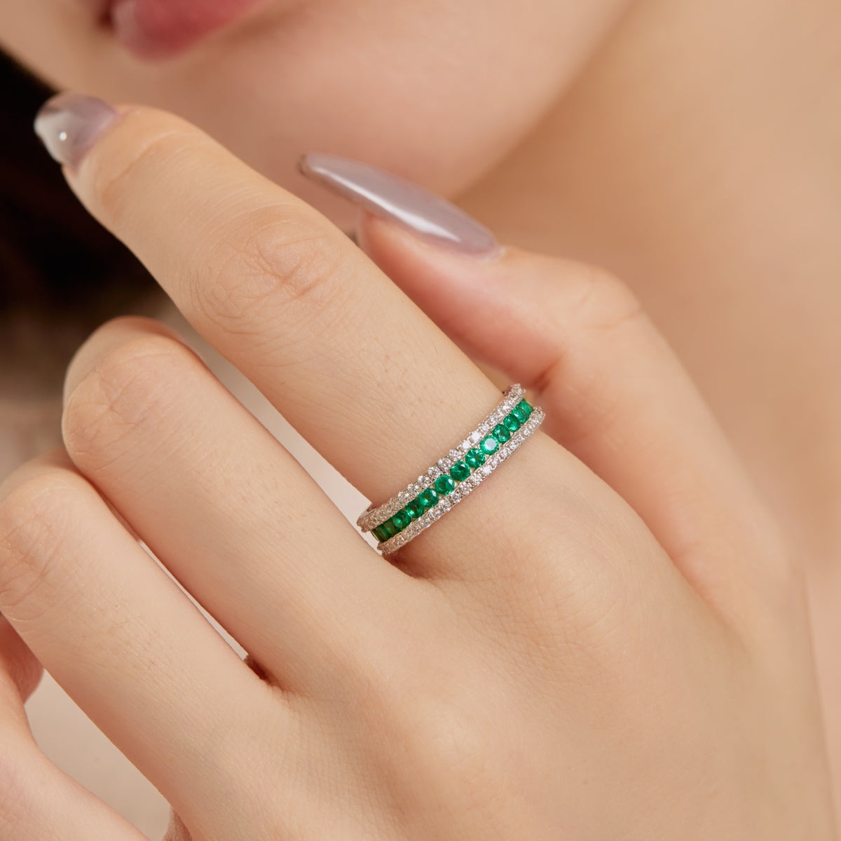 [Perla Lux]Delicate Colorful Round Cut Daily Ring