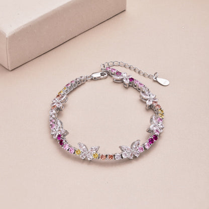 [Perla Lux]Ornate Colorful Butterfly Shape Round Cut Daily Bracelet