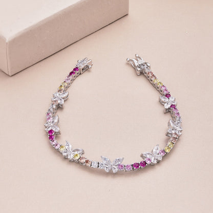[Perla Lux]Ornate Colorful Butterfly Shape Round Cut Daily Bracelet