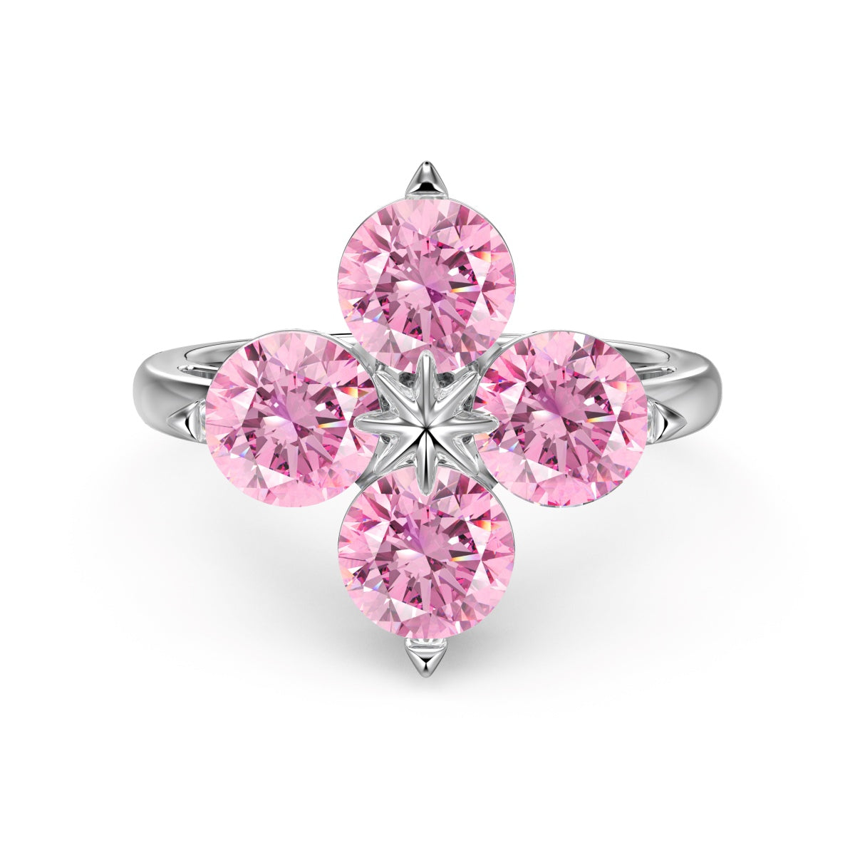 [Perla Lux]Four-Leaf Clover Eight-Pointed Star Ring
