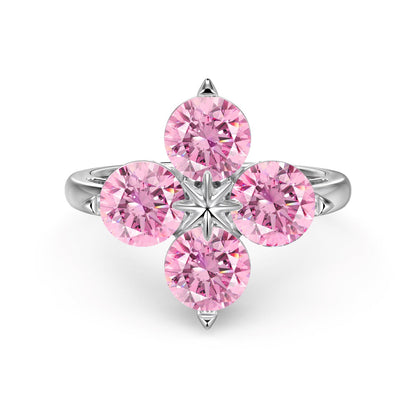 [Perla Lux]Four-Leaf Clover Eight-Pointed Star Ring