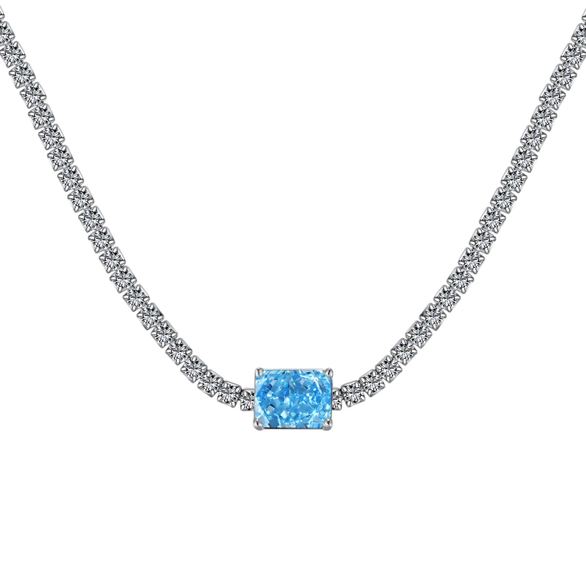 [Perla Lux]2.0 carat Ornate Emerald Cut Necklace