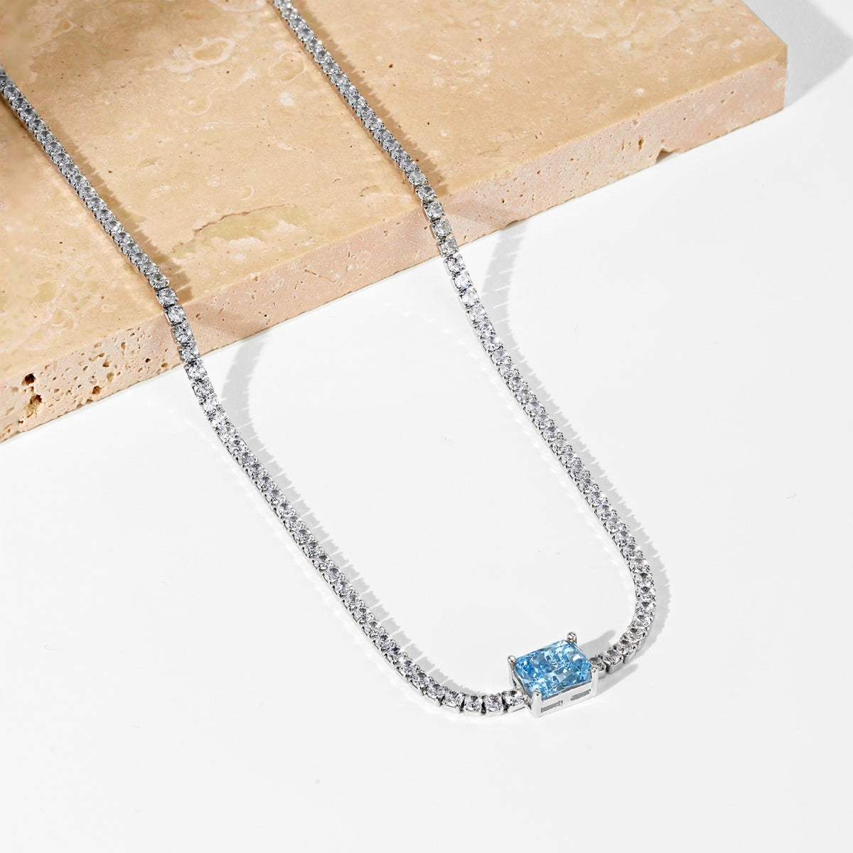 [Perla Lux]2.0 carat Ornate Emerald Cut Necklace
