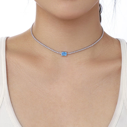 [Perla Lux]2.0 carat Ornate Emerald Cut Necklace