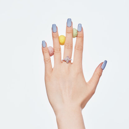 [Perla Lux]Luxurious Colorful Flower Shape Banquet Ring