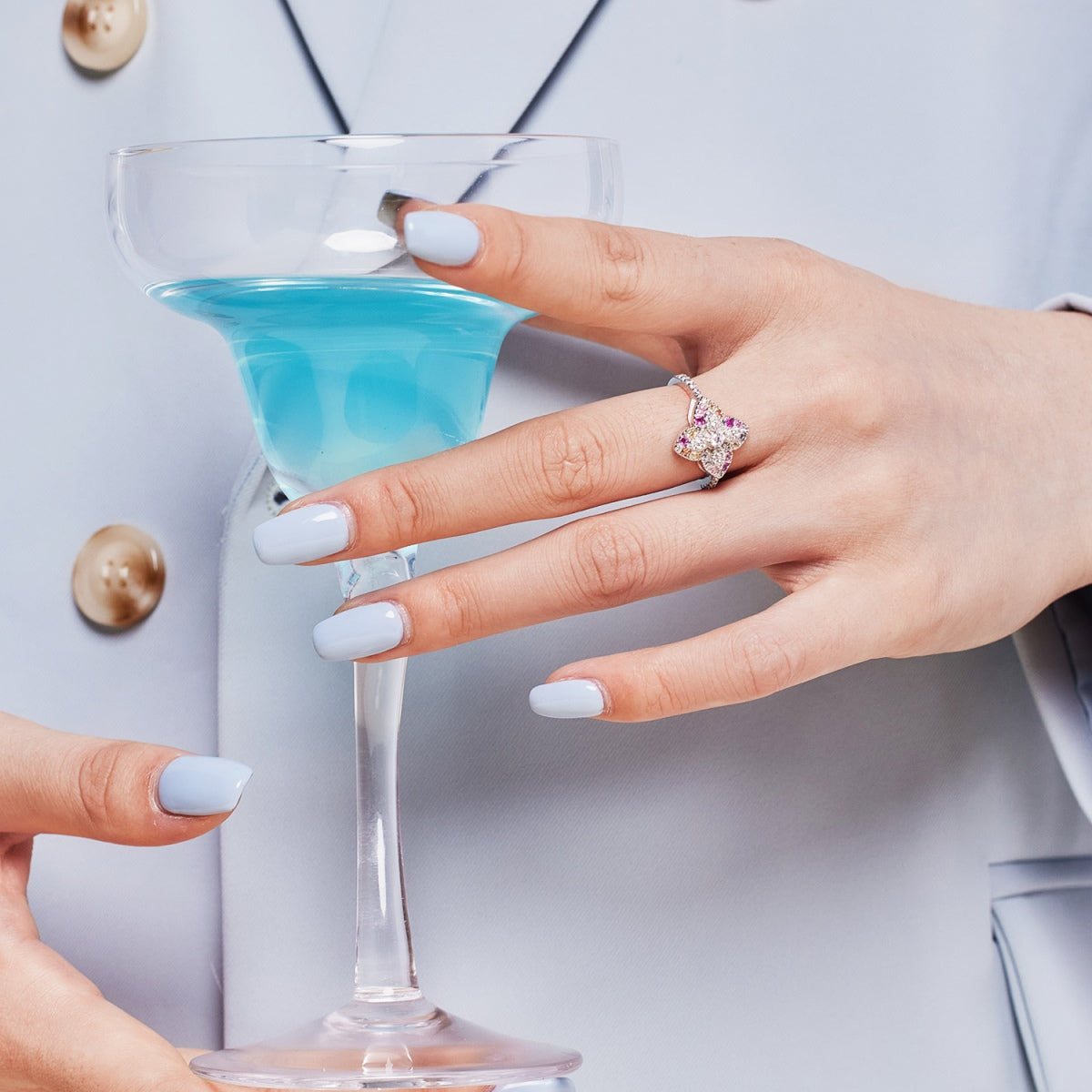 [Perla Lux]Luxurious Colorful Flower Shape Banquet Ring