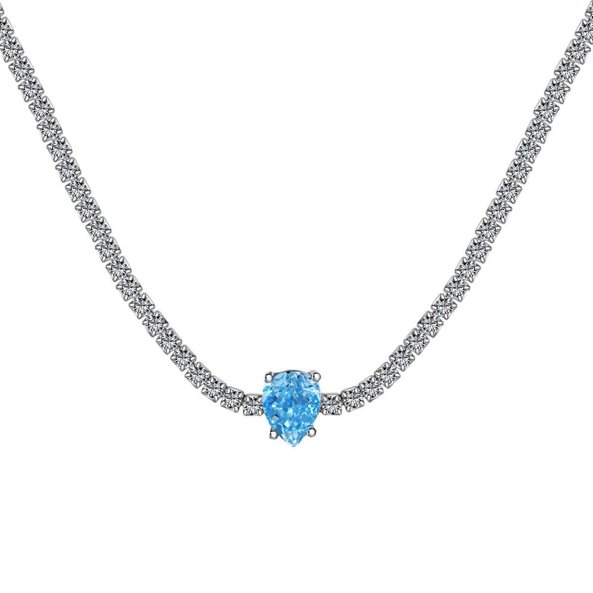 [Perla Lux]1.0 carat Unique Pear Cut Tennis Necklace