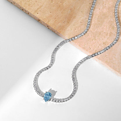 [Perla Lux]1.0 carat Unique Pear Cut Tennis Necklace