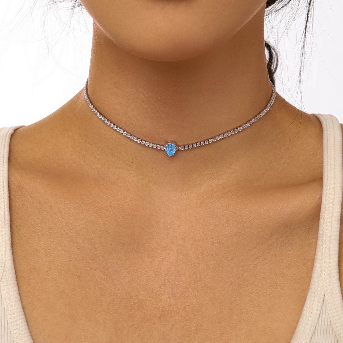 [Perla Lux]1.0 carat Unique Pear Cut Tennis Necklace